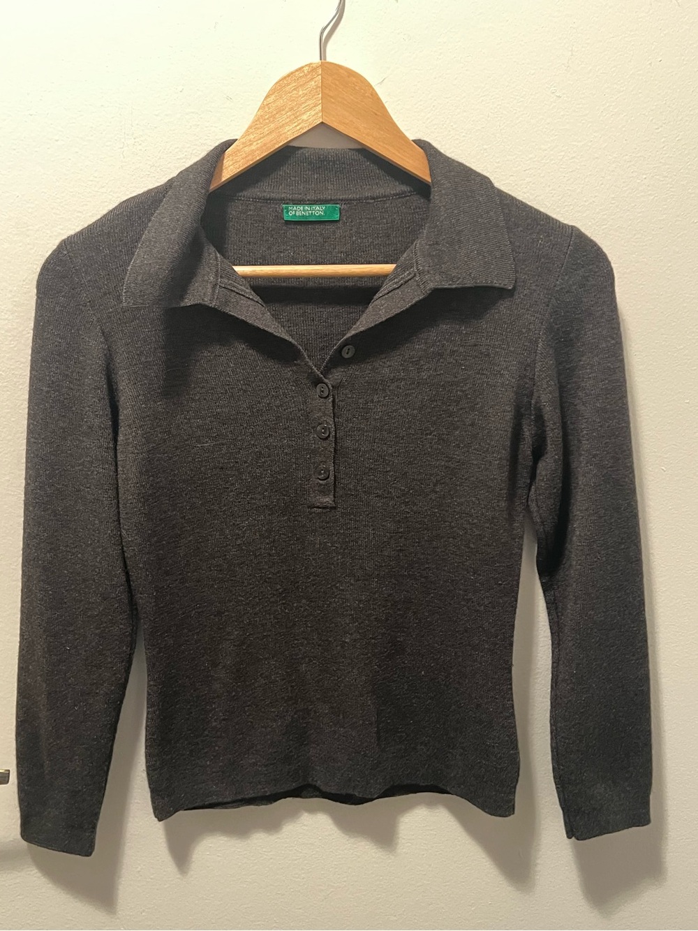 ✨ United Colors of Benetton Wool Blend Polo Sweater Gray M